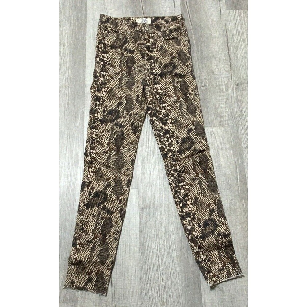 We The Free Snake Print Jeans Raw Hem Browns Size 26